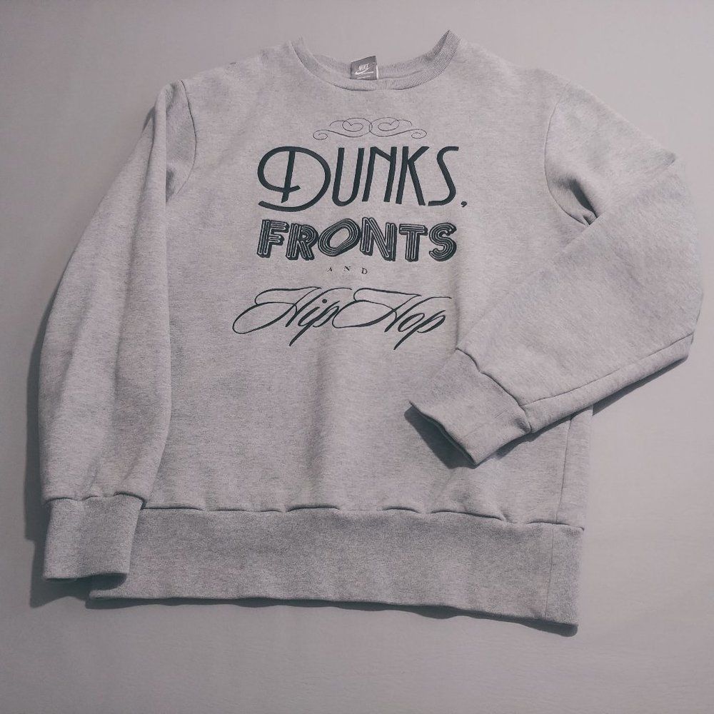 Nike Mens Sweater Medium Sweatshirt Gray Cotton Blend Pullover Sportswear Top